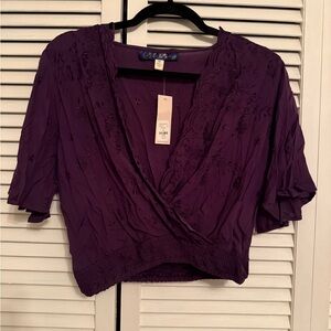 Blue Rain Deep Purple Embroidered Blouse